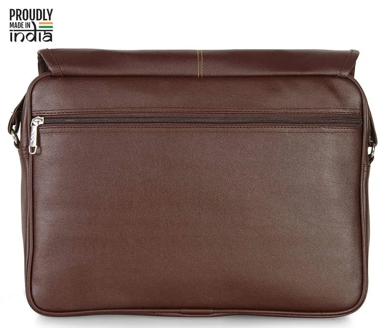Clownfish Signature Series: 13-14 inch Leatherette Laptop Bag | One Compartment | Brown